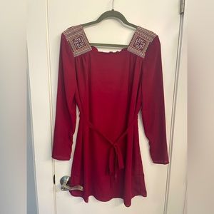 Esley Medium Holiday Christmas Red Dress with Tie
